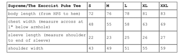 SUPREME THE EXORCIST PUKE TEE