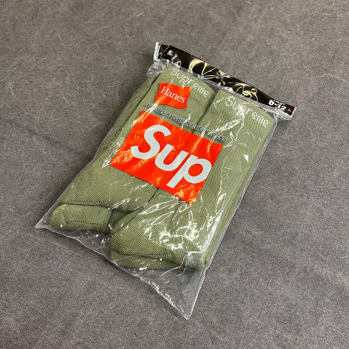 SUPREME HANES CREW SOCKS(4 PACK) SS22 OLIVE – Trade Point_HK