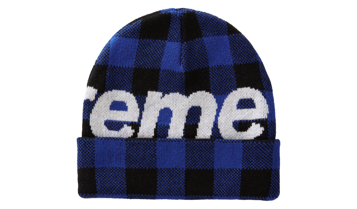 Supreme Big Logo Beanie (FW20) Blue PlaidSupreme Big Logo Beanie