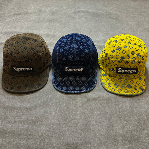 SUPREME FLOCKED DENIM CAMP CAP