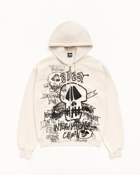 STÜSSY SKULLS ZIP HOODIE PIGMENT DYED