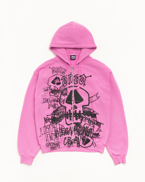 STÜSSY SKULLS ZIP HOODIE PIGMENT DYED