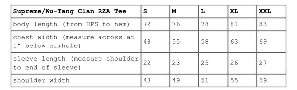 SUPREME WU TANG CLAN RZA TEE