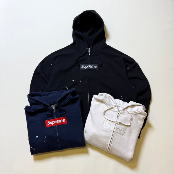 SUPREME MM6 MAISON MARGIELA BOX LOGO ZIP UP HOODED SWEATSHIRT