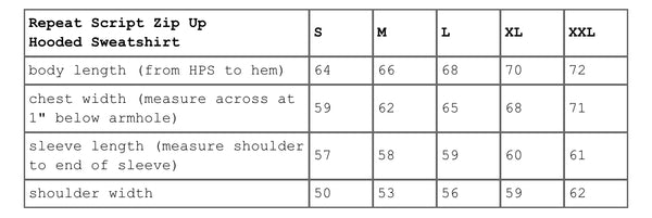 SUPREME REPEAT SCRIPT ZIP UP HOODED SWEATSHIRT