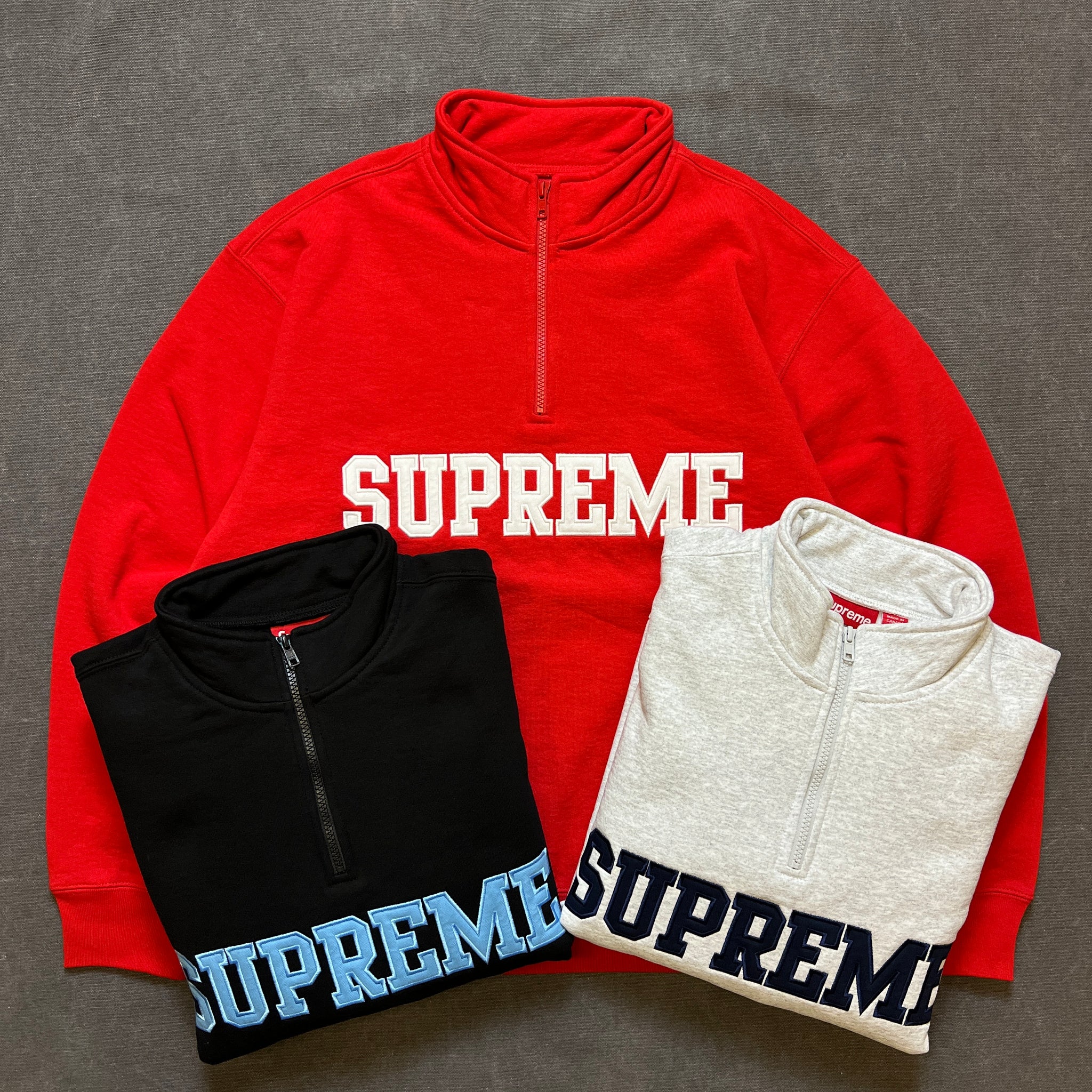 SUPREME COLLEGIATE LOGO HALF ZIP