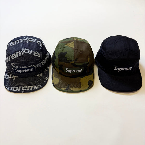 SUPREME JACQUARD LOGO DENIM CAMP CAP
