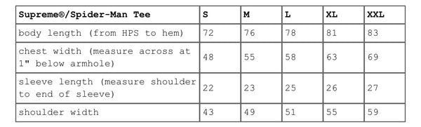 SUPREME SPIDER-MAN TEE