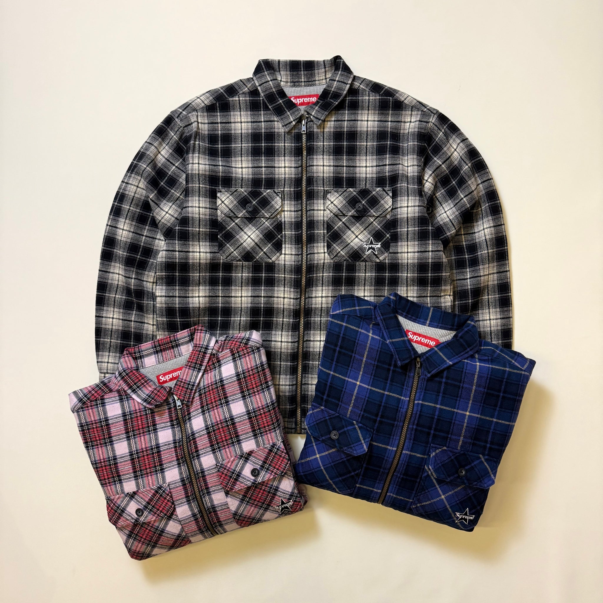 SUPREME THERMAL LINED ZIP UP FLANNEL SHIRT