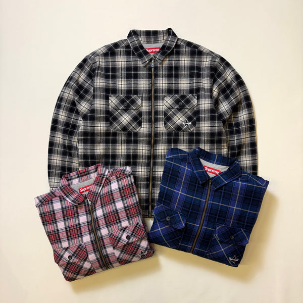 SUPREME THERMAL LINED ZIP UP FLANNEL SHIRT