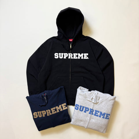 SUPREME COLLEGIATE APPLIQUE ZIP UP HOODED SWEATSHIRT