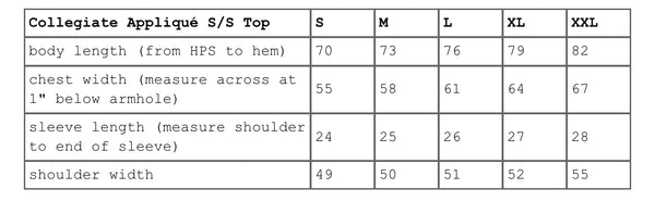 SUPREME COLLEGIATE APPLIQUE SS TOP