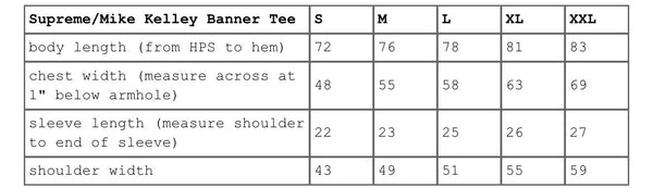 SUPREME MIKE KELLEY BANNER TEE