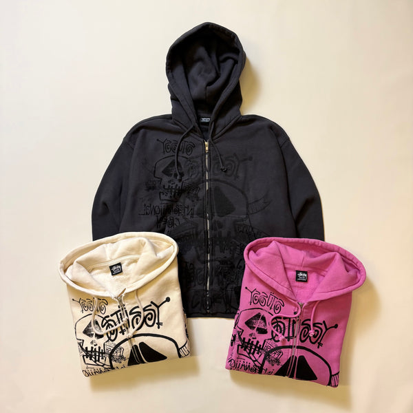STÜSSY SKULLS ZIP HOODIE PIGMENT DYED