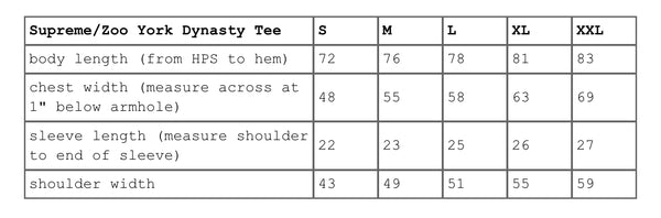 SUPREME ZOO YORK DYNASTY TEE
