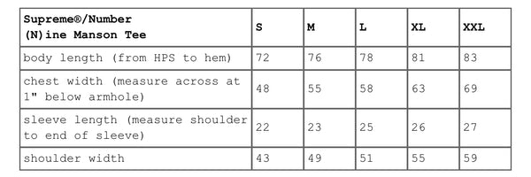 SUPREME NUMBER (N)INE MANSON TEE