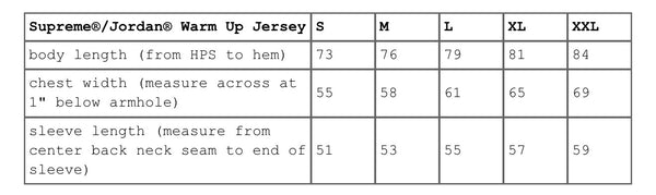 SUPREME JORDAN WARM UP JERSEY