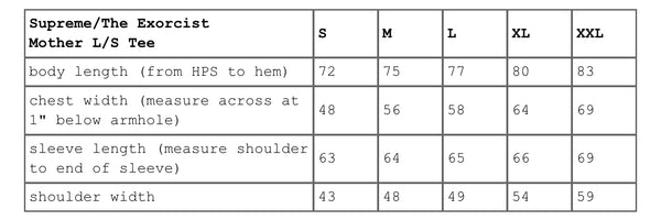 SUPREME THE EXORCIST MOTHER L/S TEE