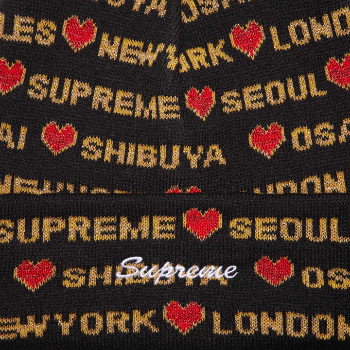 Supreme Hearts Beanie Black - FW24 - US