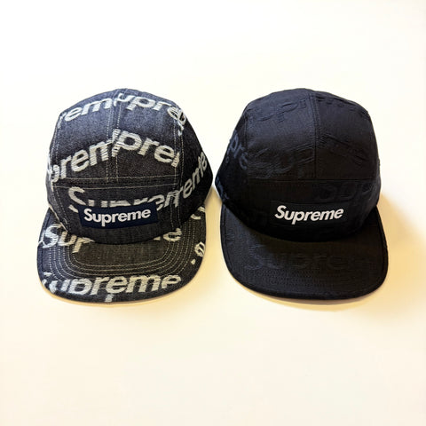 SUPREME JACQUARD LOGO DENIM CAMP CAP