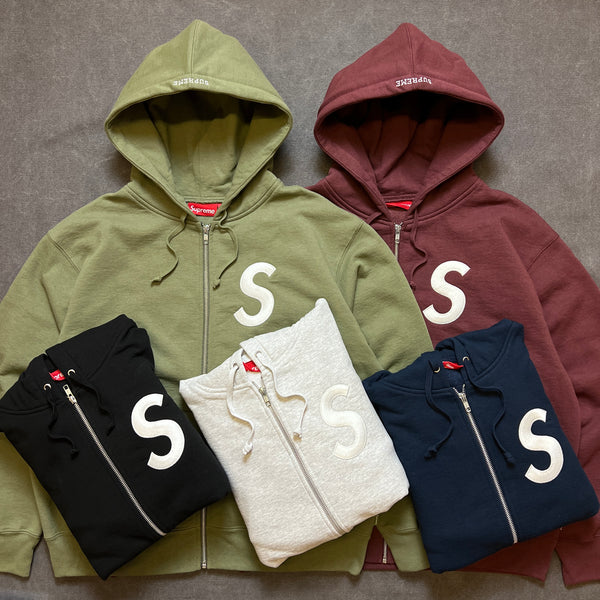 SUPREME S LOGO ZIP UP HOODED SWEATSHIRT