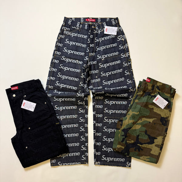 SUPREME JACQUARD LOGOS DOUBLE KNEE DENIM JEAN