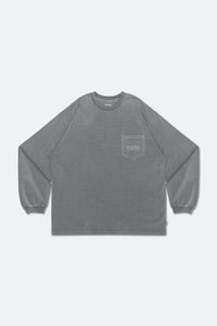 HOOGAH 24SS EMBROIDERY WASHED POCKET L/S TEE "GREY"