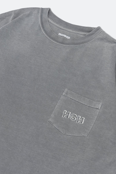 HOOGAH 24SS EMBROIDERY WASHED POCKET L/S TEE "GREY"