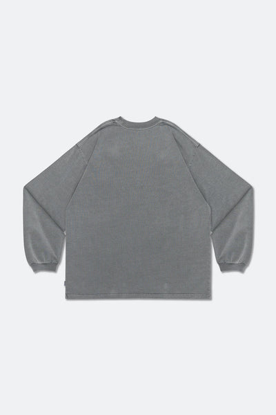 HOOGAH 24SS EMBROIDERY WASHED POCKET L/S TEE "GREY"