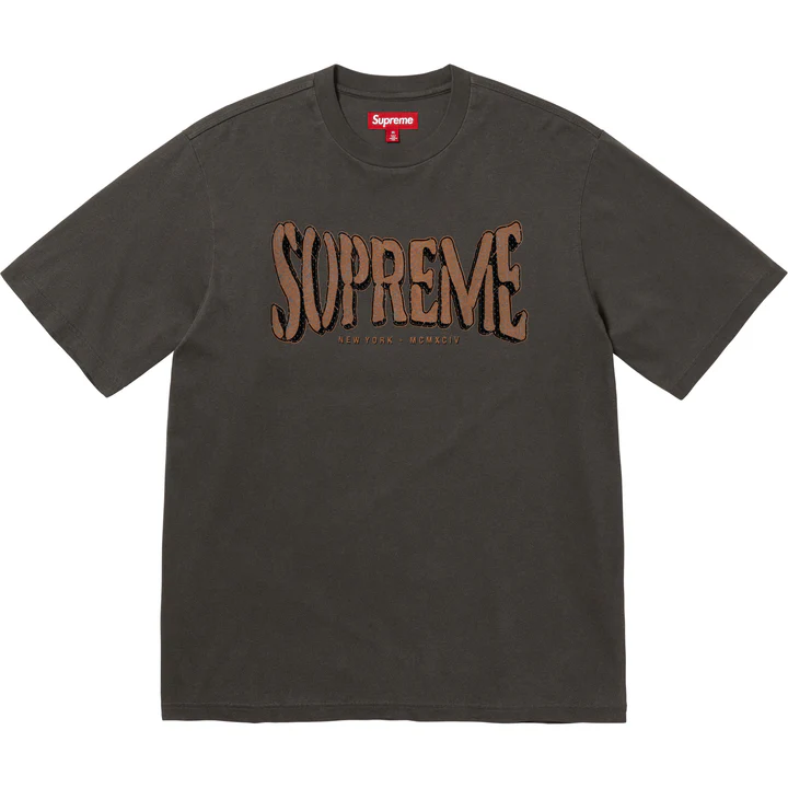 SUPREME FLOCKED WASHED S/S TOP