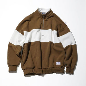 NAUTICA JP PANEL BORDER CADET COLLAR SWEATSHIRT