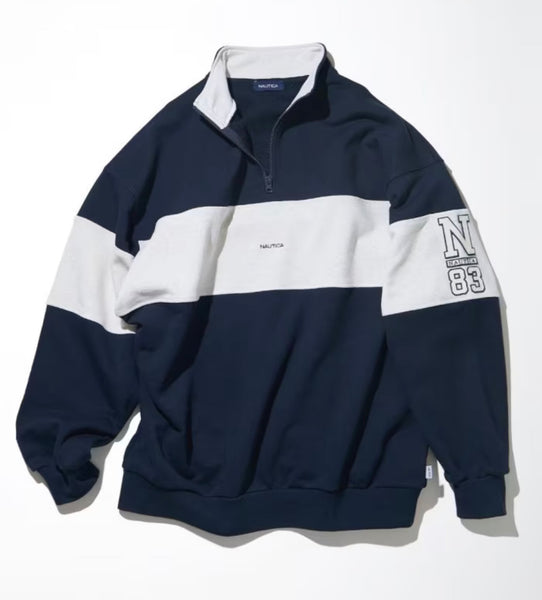 [PRE ORDER]-NAUTICA JP Panel Border Cadet Collar Sweatshirt