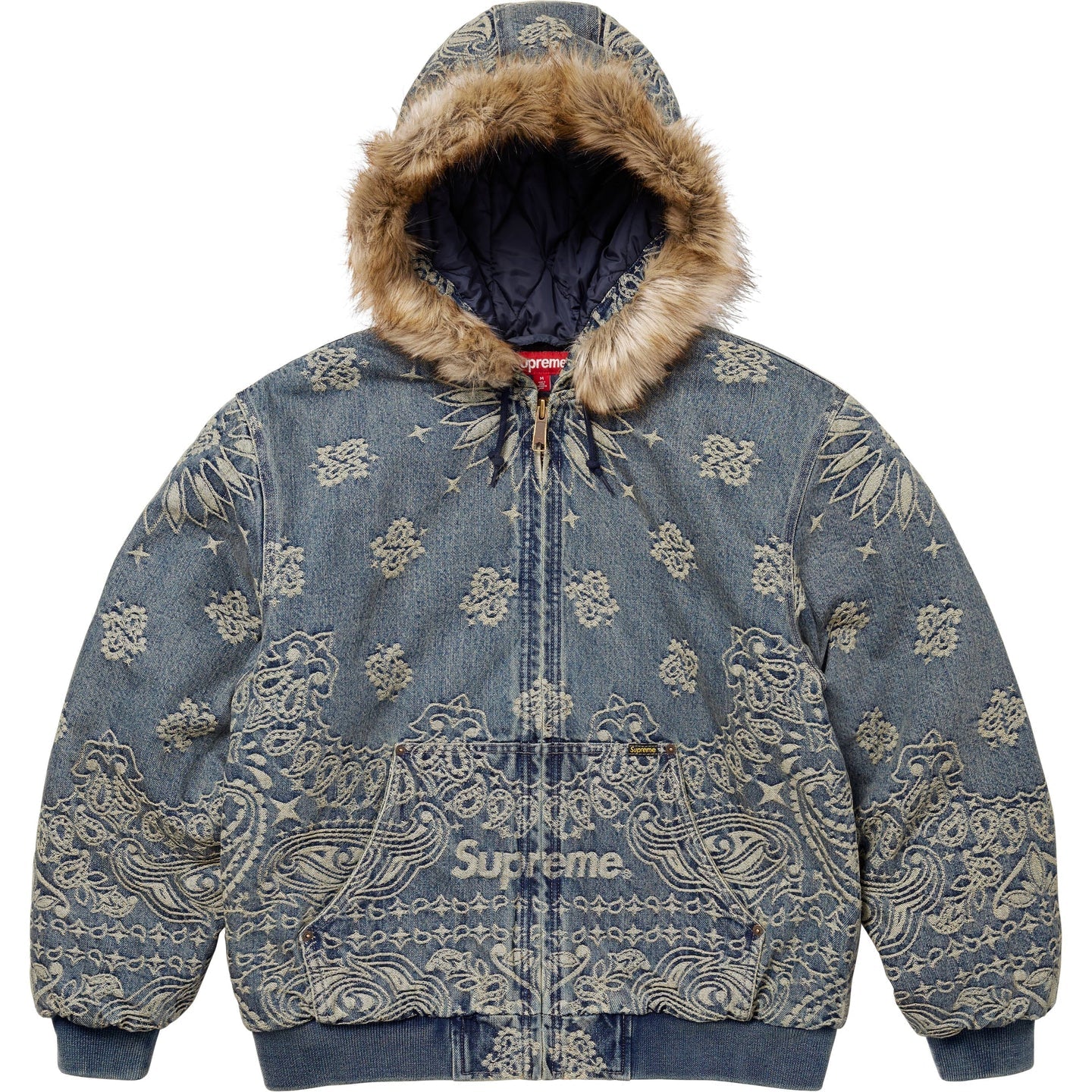 SUPREME BANDANA JACQUARD DENIM HOODED WORK JACKET – Trade