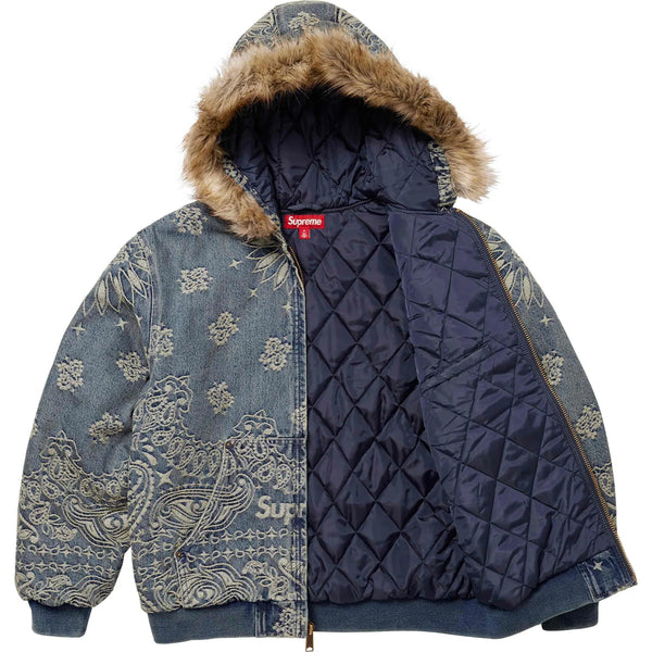 SUPREME BANDANA JACQUARD DENIM HOODED WORK JACKET