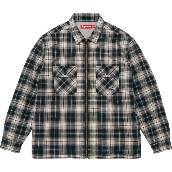 SUPREME THERMAL LINED ZIP UP FLANNEL SHIRT