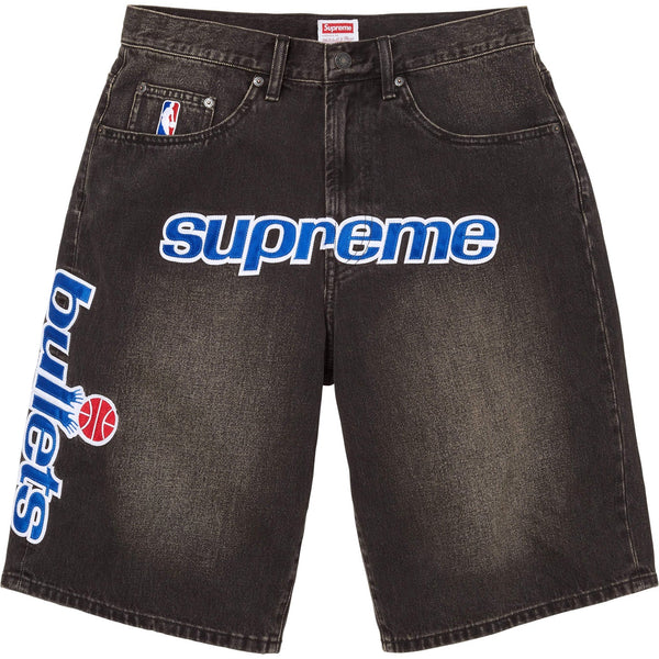 SUPREME MITCHELL & NESS WASHINGTON BULLETS BAGGY DENIM SHORT