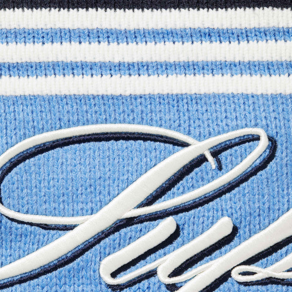 SUPREME SCRIPT STRIPE HALF ZIP SWEATER