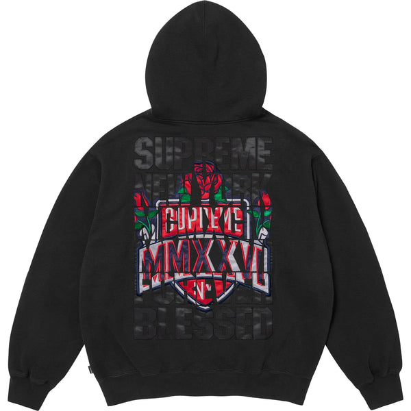 SUPREME BLESSED APPLIQUE ZIP UP HOODED SWEATSHIRT