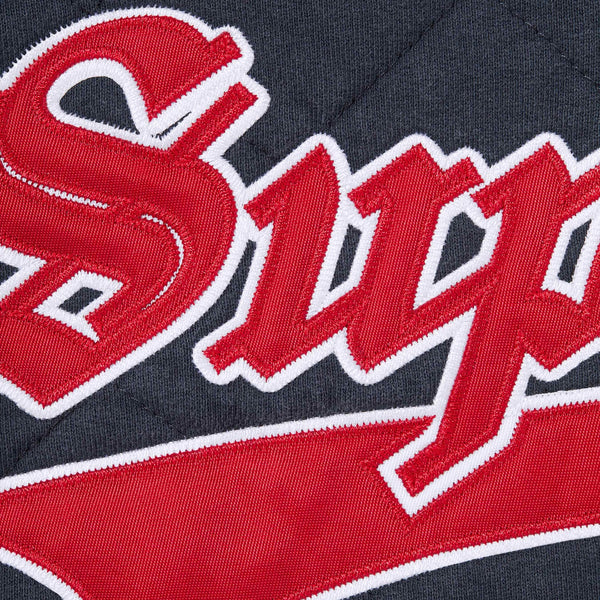SUPREME QUILTED ZIP UP HOODED SWEATSHIRT