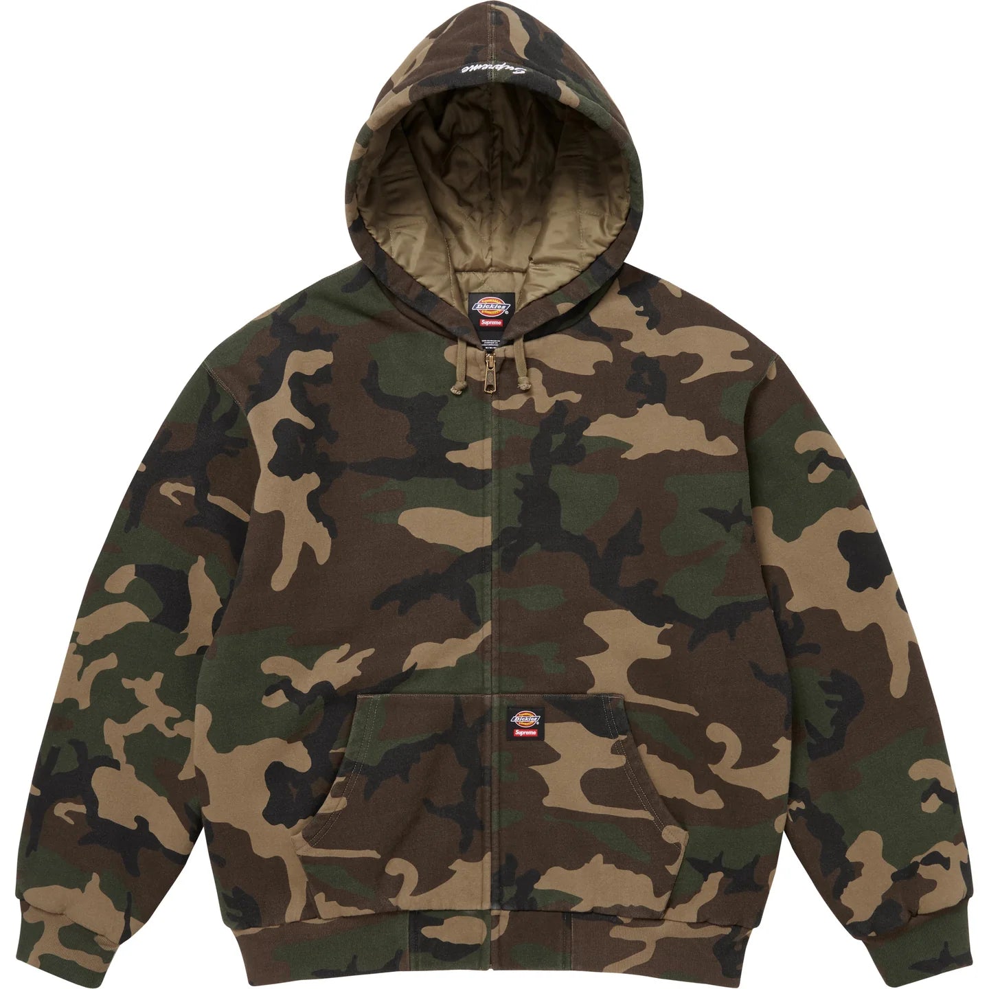 SUPREME DICKIES QUILTED LINED ZIP UP HOODED SWEATSHIRT