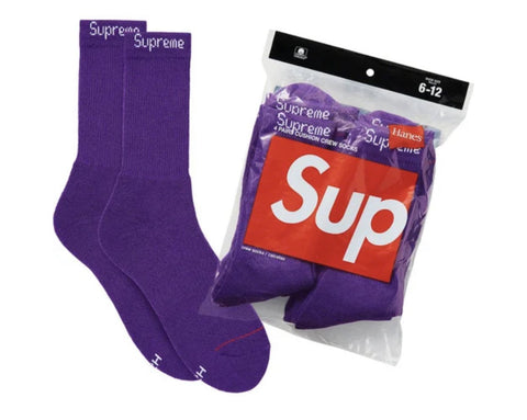 Supreme Hanes Crew Socks (4 Pack) Purple - SS21 - US