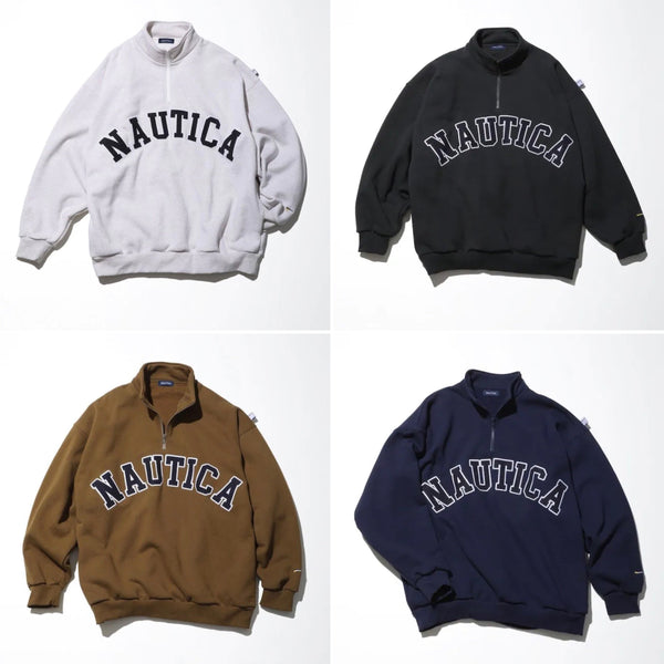 NAUTICA JP ARCH LOGO CADET COLLAR FLEECE SWEATSHIRT