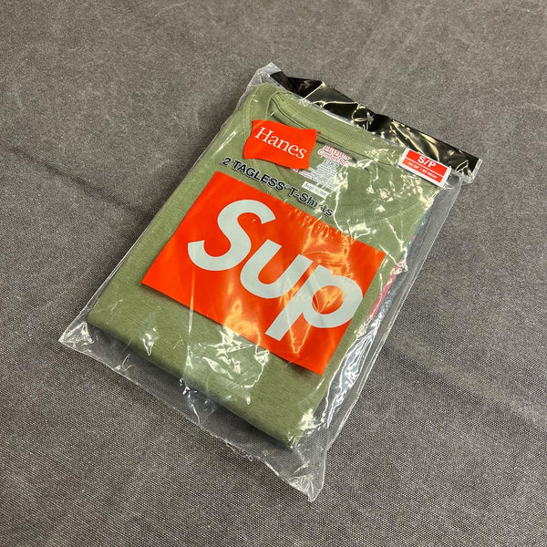 SUPREME HANES TAGLESS TEES(2 PACK) SS22 OLIVE