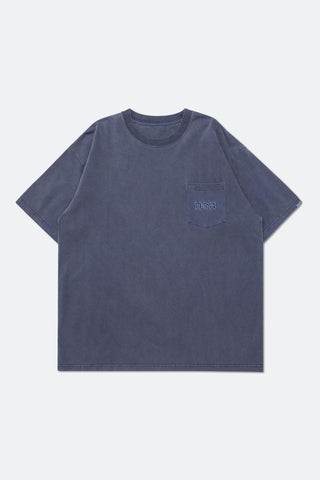 HOOGAH EMBROIDERY WASHED POCKET S/S TEE "BLUE"