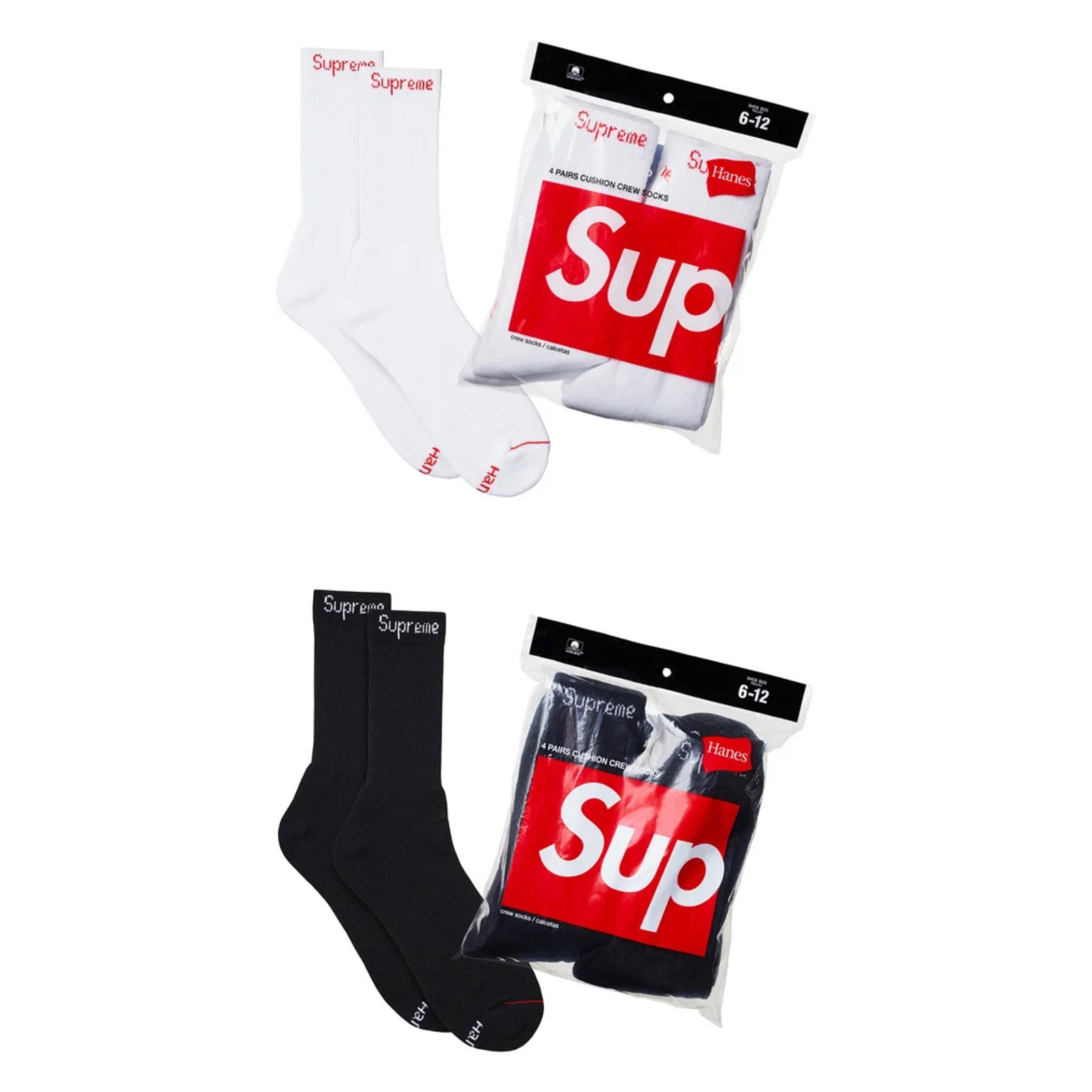 4足分8枚Supreme / Hanes Crew Socks 84b78449971275640988dd96b7757b