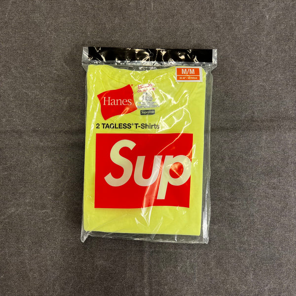 SUPREME HANES TAGLESS TEES(2 PACK) SS23 FLUORESCENT YELLOW