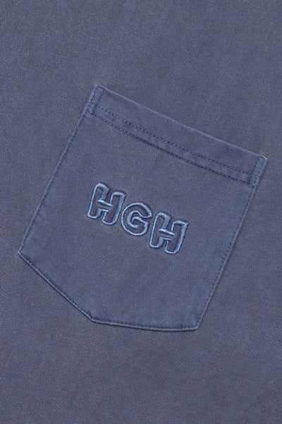 HOOGAH EMBROIDERY WASHED POCKET S/S TEE "BLUE"